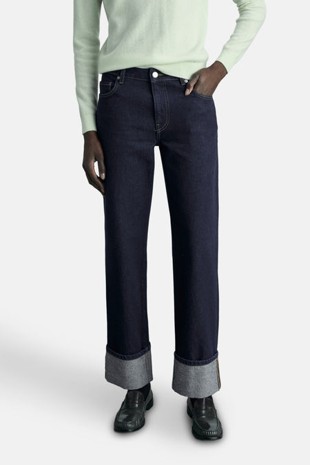 Jeans straight Dark blue denim - Mango