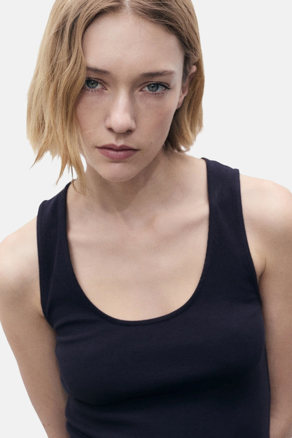 	Dames tops kleed zonder mouw Bleu - MANGO