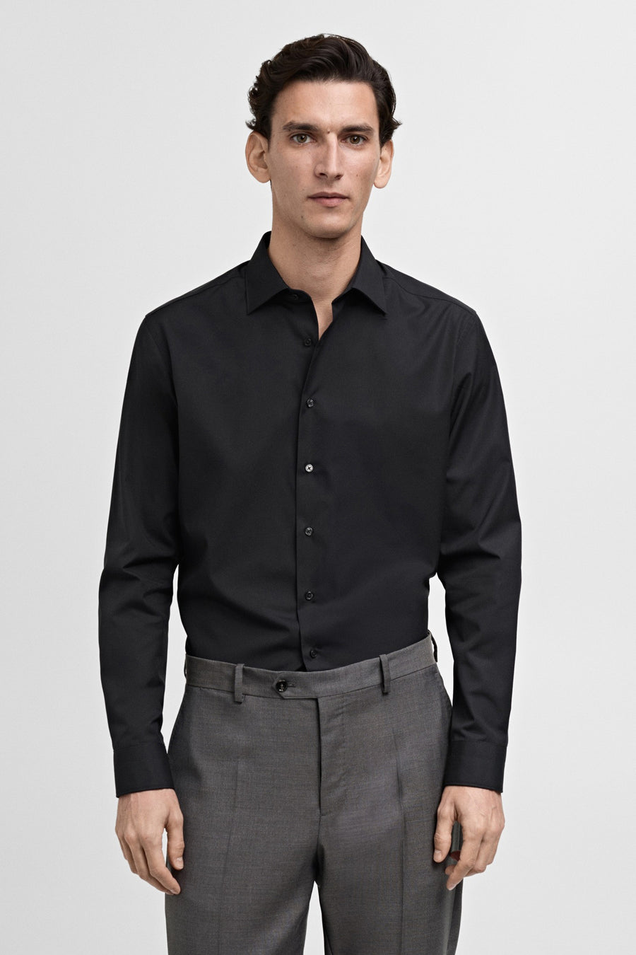 Chemise à manches longues - Noir - MANGO
