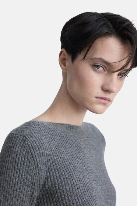 Pull à col rond - Gris