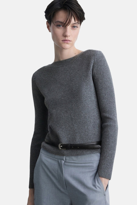 Pull à col rond - Gris