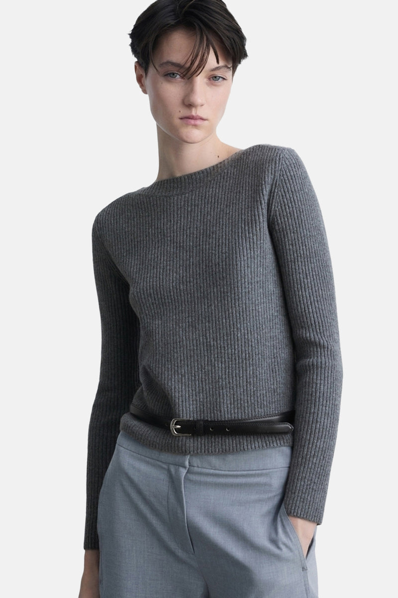 Pull à col rond - Gris