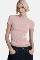 Top uni manche courte Rose - Mango