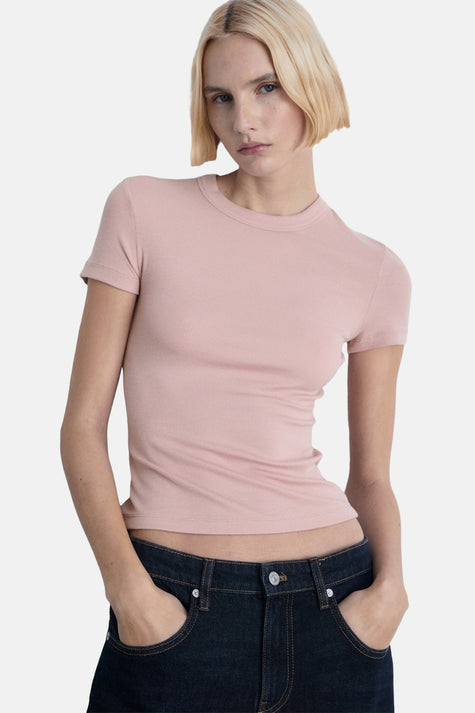 Top uni manche courte Rose - Mango