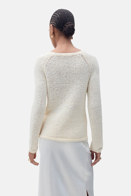 Pull col O Écru - Mango