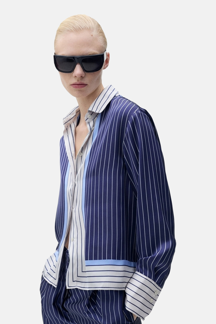 Chemise à manches longues - Bleu - MANGO - 1