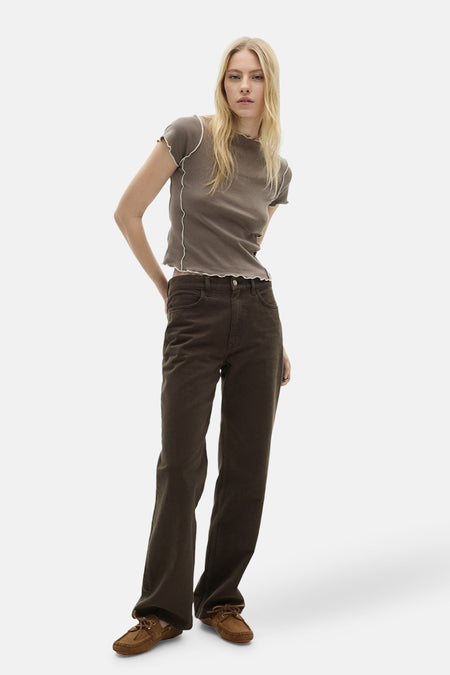 Top uni manche courte Brun - Mango