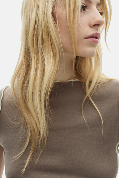 Top uni manche courte Brun - Mango