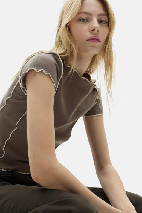 Top uni manche courte Brun - Mango