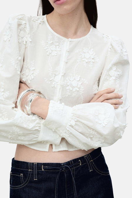 Blouse à manches longues - blanc