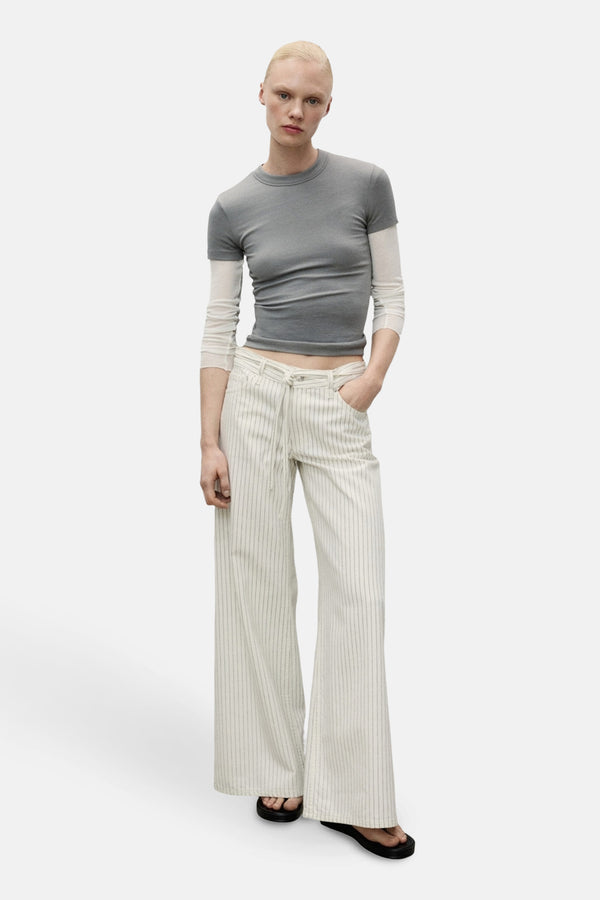 Jeans wide Off white denim - MANGO