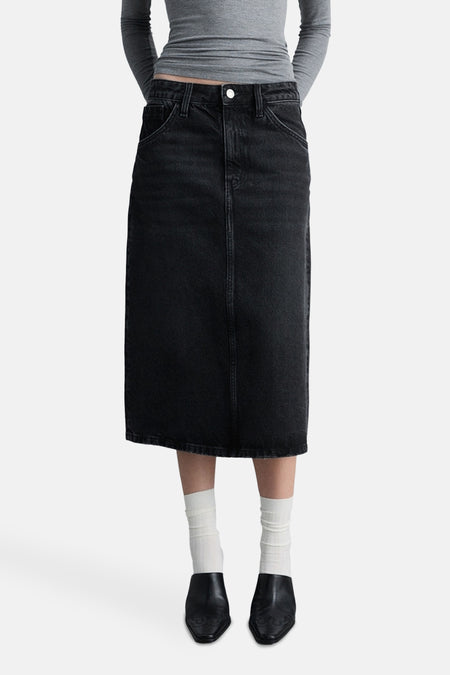 Jupe 3/4 Black denim - Mango
