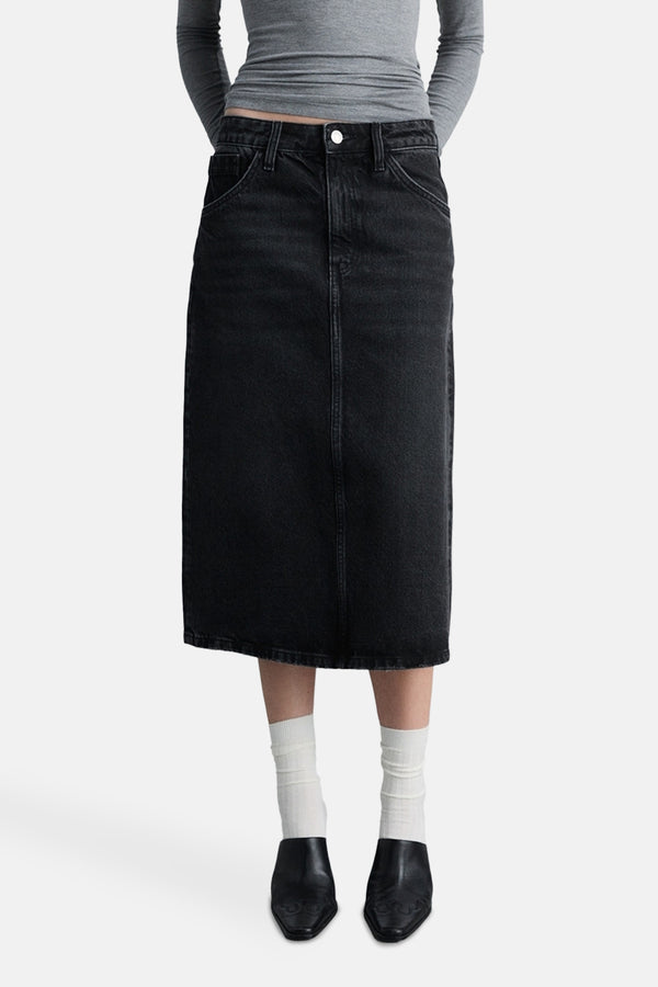 Jupe 3/4 Black denim - Mango