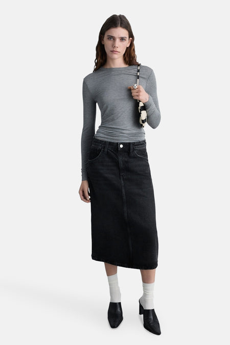 Jupe 3/4 Black denim - Mango