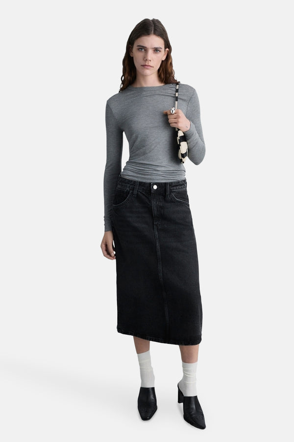 Jupe 3/4 Black denim - Mango