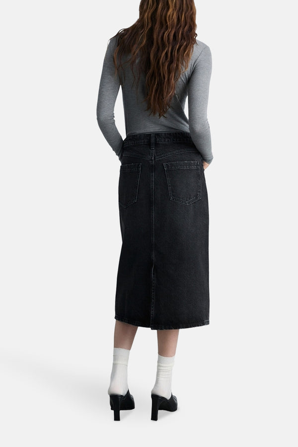 Jupe 3/4 Black denim - Mango