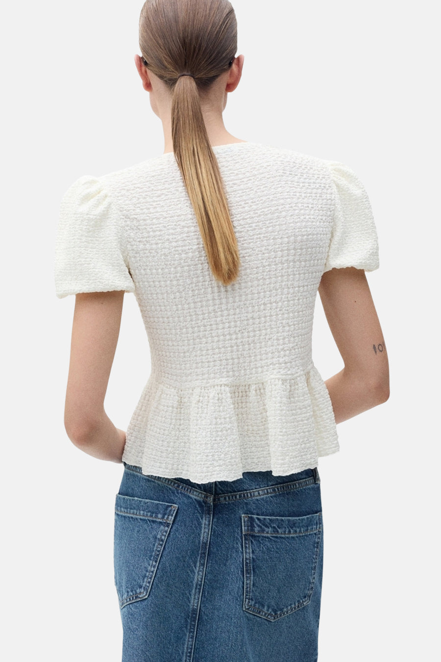 Blouse à manches courtes - Blanc - MANGO