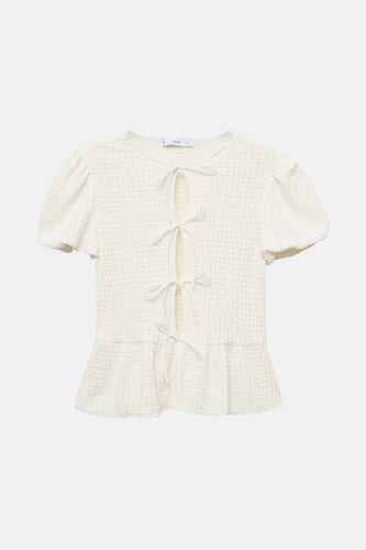 Blouse à manches courtes - Blanc - MANGO