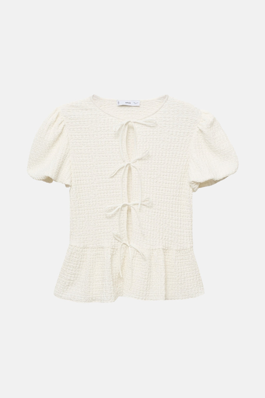 Blouse à manches courtes - Blanc - MANGO