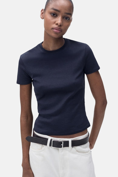 Top uni manche courte Bleu - MANGO
