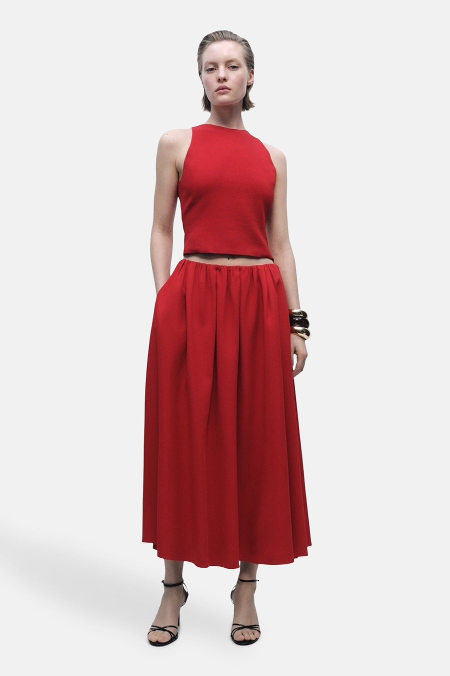 Jupe longue - rouge - MANGO