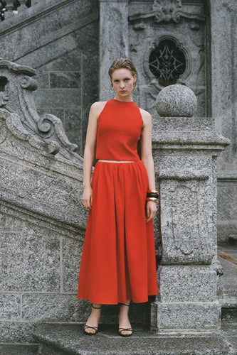 Jupe longue - rouge - MANGO