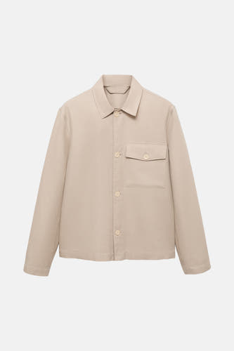 Ecru manteau court de MANGO, avec une poche po po et une fermeture à boutons.