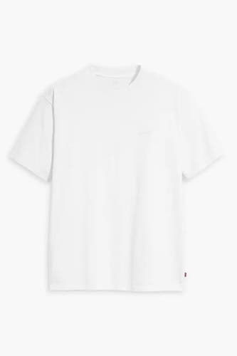 T-shirt blanc à manches courtes de Levi's, uni et avec un petit étiquette de marque sur l'encolure.
