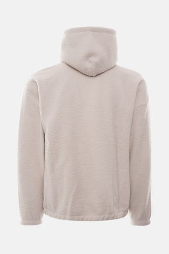 Gilet beige avec capuche de Levi's®, en douce texture teddy, vu de l'arrière.