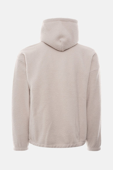 Gilet beige avec capuche de Levi's®, en douce texture teddy, vu de l'arrière.
