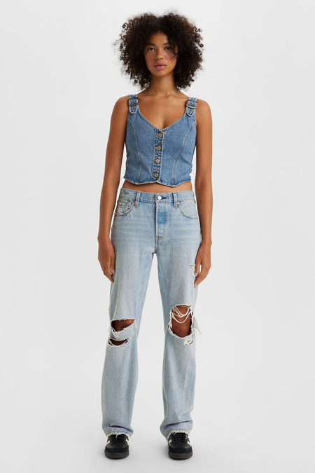 Jean &agrave; coupe droite - bleu