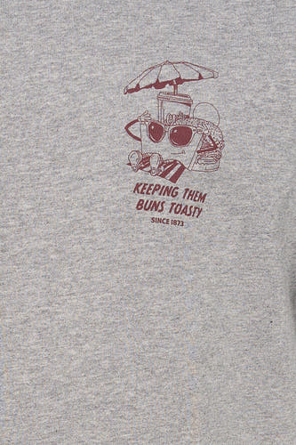 Grijs T-shirt met korte mouwen van Levi's®, met grafische print van een strandscène.
