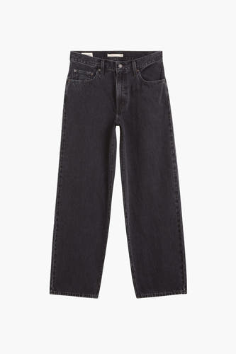 Jean droit gris de Levi's, réalisé en denim foncé avec une coupe droite et décontractée.