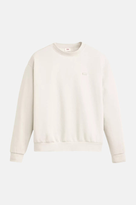 Witte ronde hals sweater van Levi's® met klein logo op borst, voorzijde weergave, zachte stof, eenvoudig design