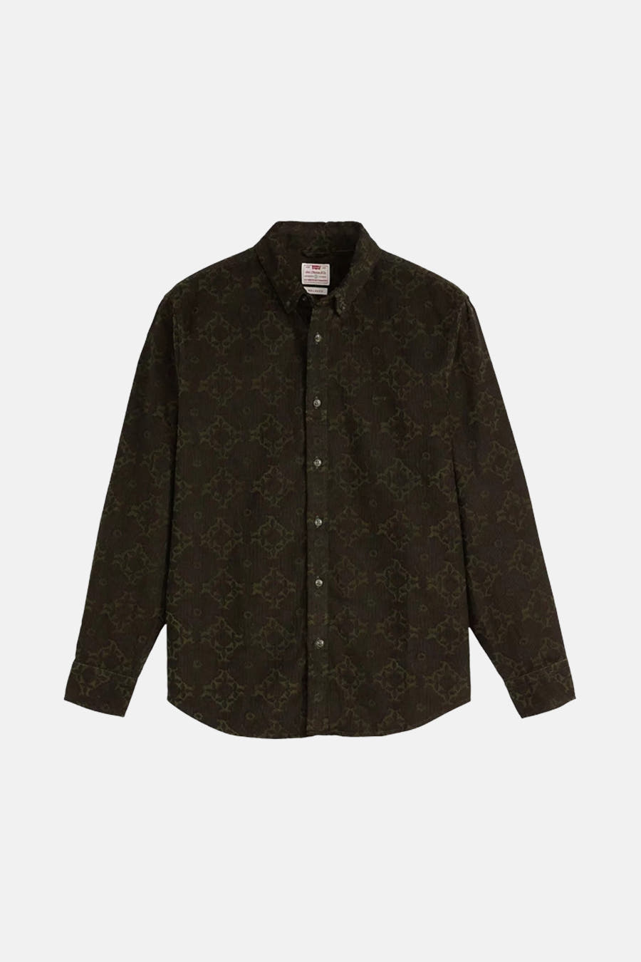 Chemise verte à manches longues de Levi's, avec un motif subtil et une fermeture à boutons.