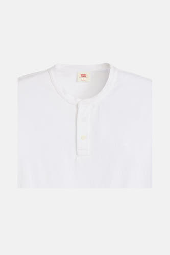 T-shirt blanc à manches courtes de Levi's, avec une fermeture à boutons courts.