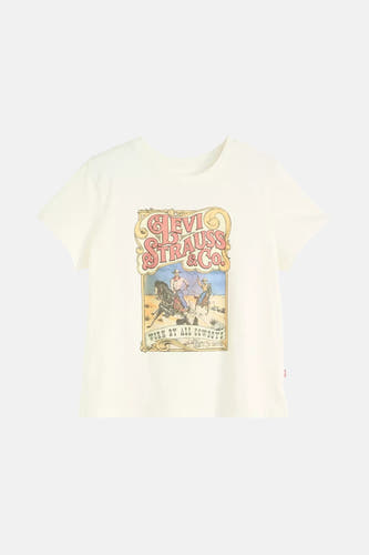 T-shirt blanc à manches courtes de Levi's®, avec une impression de cowboy inspirée par le vintage.