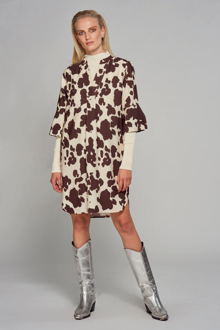 Robe &agrave; manches courtes - brun