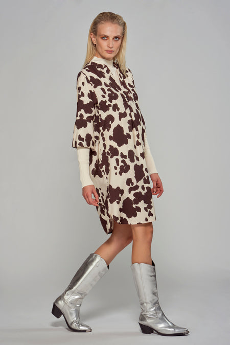 Robe &agrave; manches courtes - brun