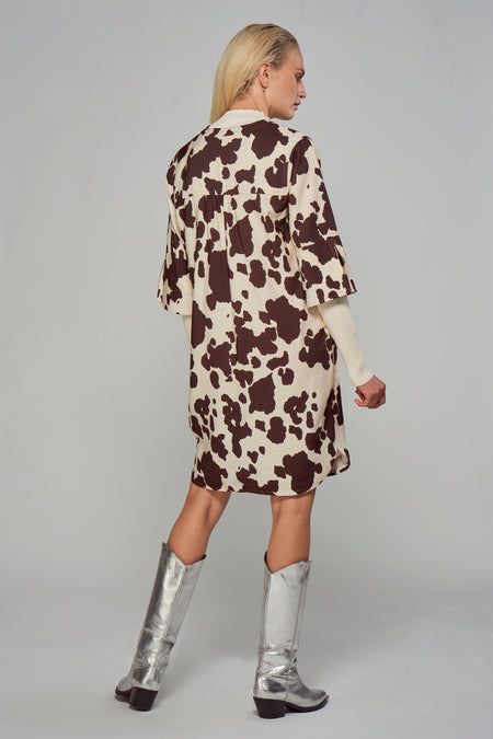 Robe &agrave; manches courtes - brun