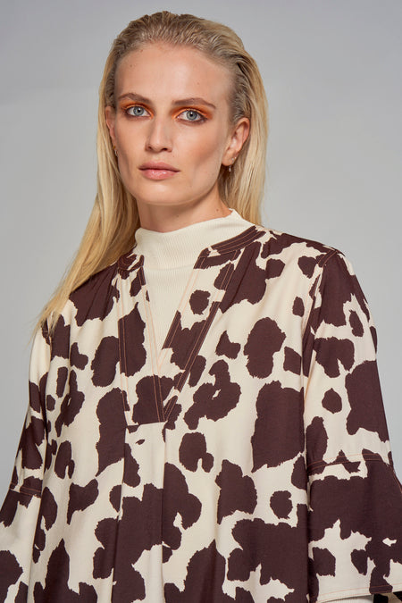 Robe &agrave; manches courtes - brun