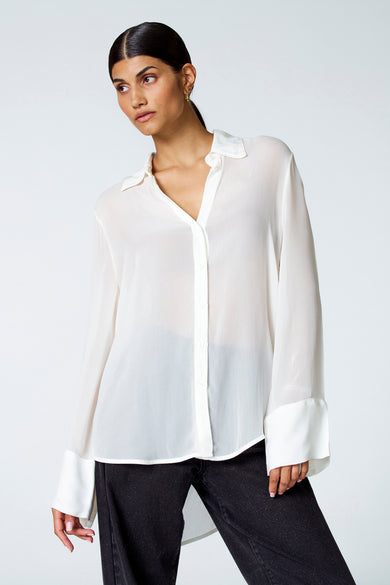 Blouse à manches longues - écru