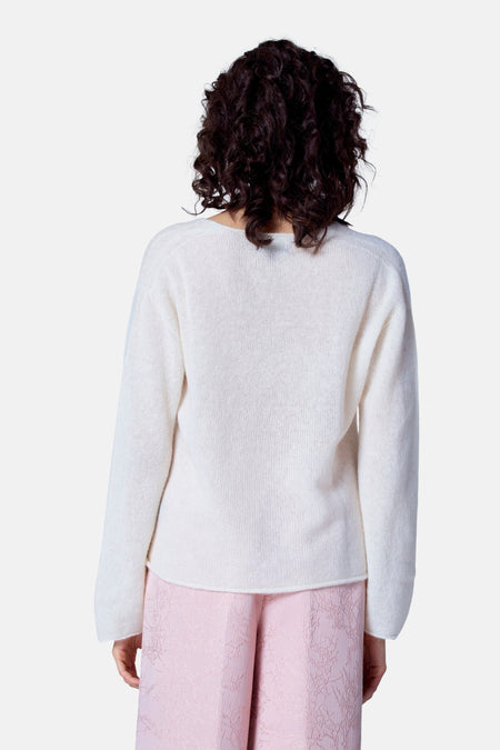 Pull col V Blanc - Astrid Black Label