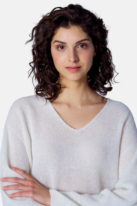 Pull col V Blanc - Astrid Black Label