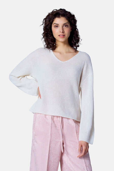 Pull à col en V - rose