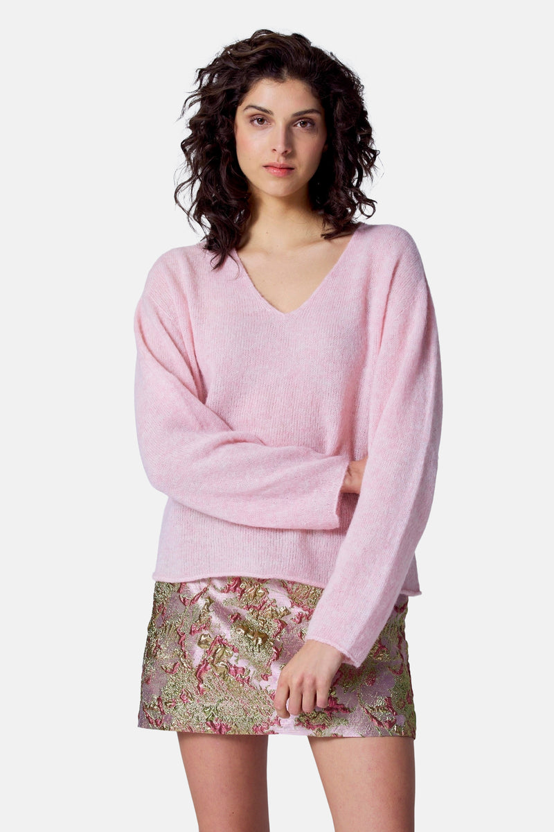 Pull col V Rose - Astrid Black Label