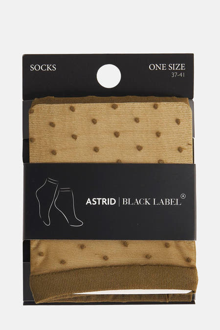 Chaussettes vertes d'Astrid Black Label avec un motif à points et une texture semi-transparente.