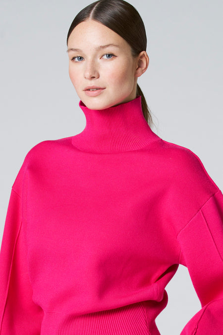 Pull à col roulé - rose