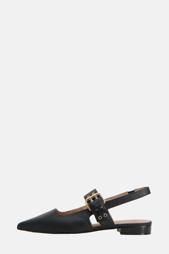 Zwarte slingback schoen met gesp.
