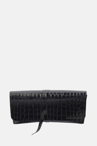 Lunettes de soleil roses d'Astrid Black Label, avec une impression de crocodile brillante.